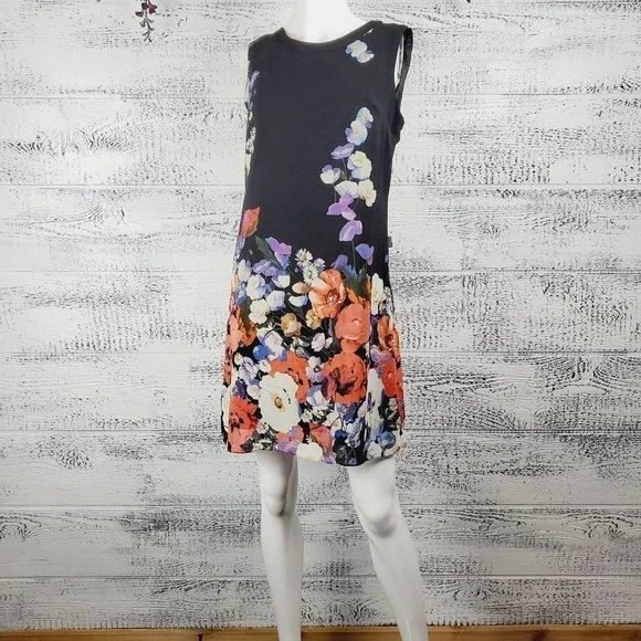 Ivy Moda Silk Blend Floral Mini Sleeveless Neck Tie Dress - Picture 7 of 9